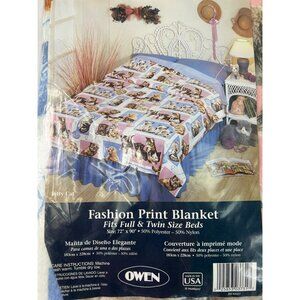 Owen Kitty Cat Fashion Print Blanket Fits Full & Twin Size Beds 72" X 90" 50% Po